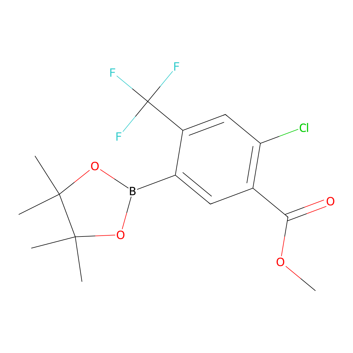 Methyl 2-chloro-5-(4,4,5,5-tetramethyl-1,3,2-dioxaborolan-2-YL)-4-(trifluoromethyl)benzoate molecular structure, CAS 2304635-87-6