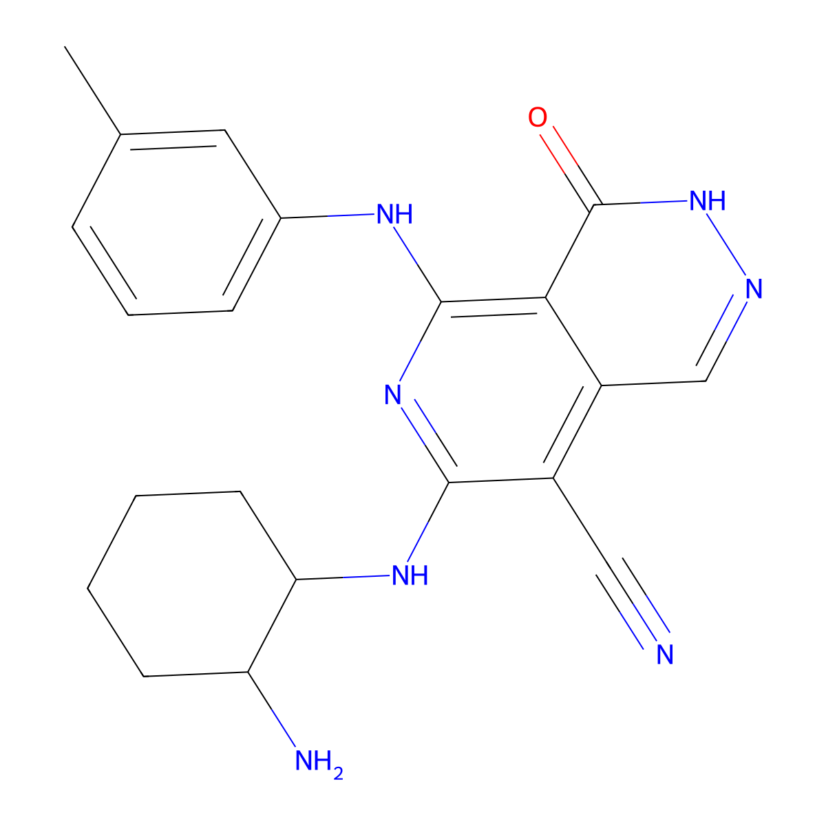 7-(((1R,2S)-2-Aminocyclohexyl)amino)-4-oxo-5-(m-tolylamino)-3,4-dihydropyrido[3,4-d]pyridazine-8-carbonitrile molecular structure, CAS 2304654-43-9