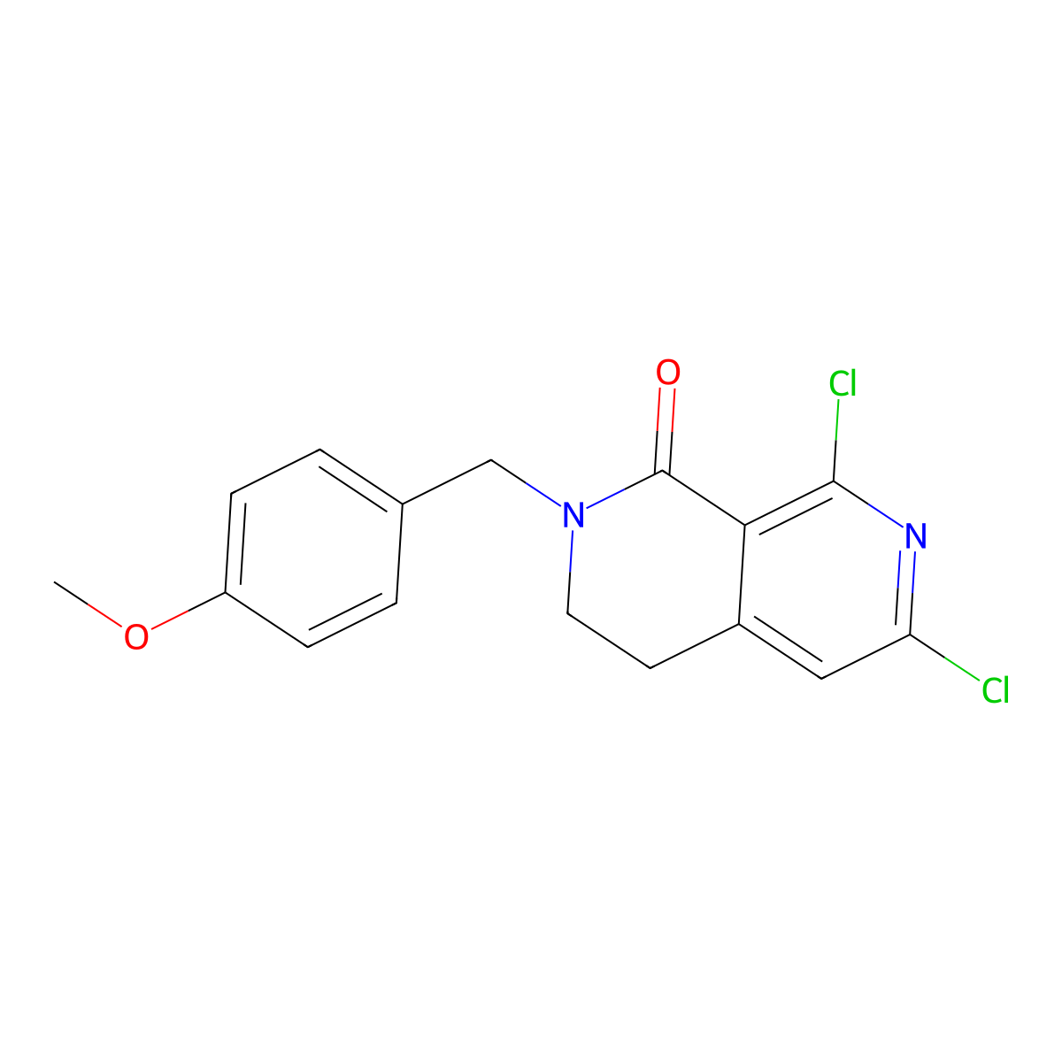 6,8-Dichloro-2-[(4-methoxyphenyl)methyl]-1,2,3,4-tetrahydro-2,7-naphthyridin-1-one molecular structure, CAS 2304654-71-3