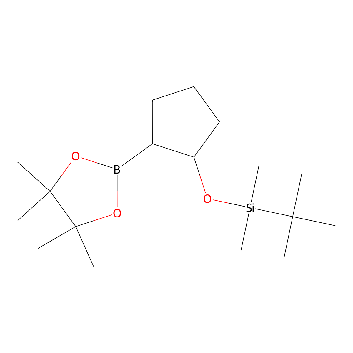 tert-Butyldimethyl((2-(4,4,5,5-tetramethyl-1,3,2-dioxaborolan-2-yl)cyclopent-2-en-1-yl)oxy)silane molecular structure, CAS 2304663-74-7