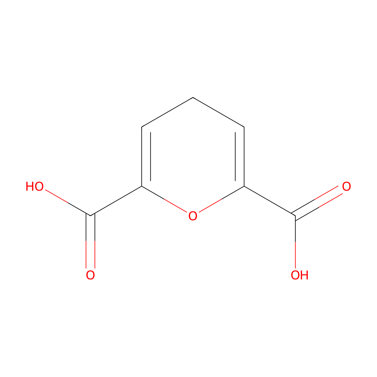 4H-Pyran-2,6-dicarboxylic acid molecular structure, CAS 23047-07-6