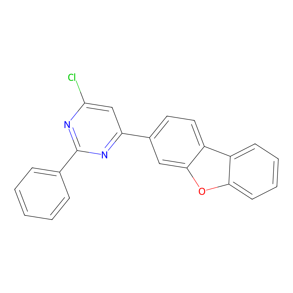 4-Chloro-6-(3-dibenzofuranyl)-2-phenylpyrimidine molecular structure, CAS 2304744-50-9
