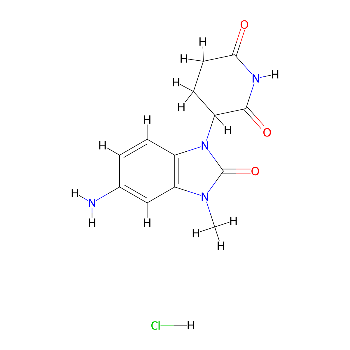 3-(5-amino-3-methyl-2-oxo-2,3-dihydro-1H-1,3-benzodiazol-1-yl)piperidine-2,6-dione hydrochloride molecular structure, CAS 2304753-79-3