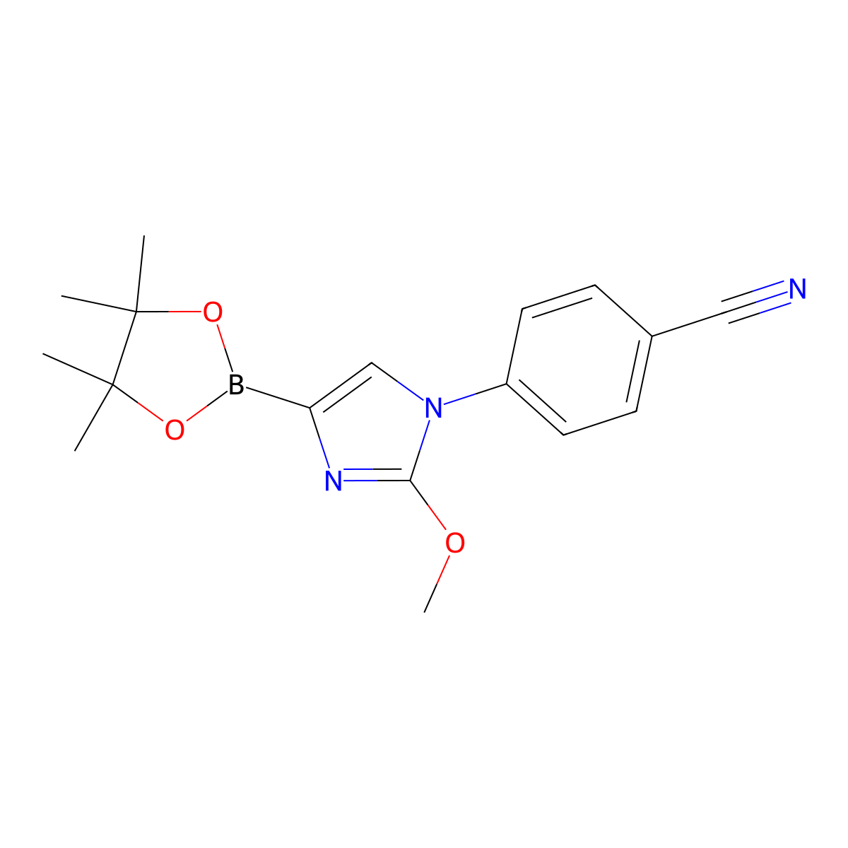 4-(2-methoxy-4-(4,4,5,5-tetramethyl-1,3,2-dioxaborolan-2-yl)-1H-imidazol-1-yl)benzonitrile molecular structure, CAS 2304817-00-1