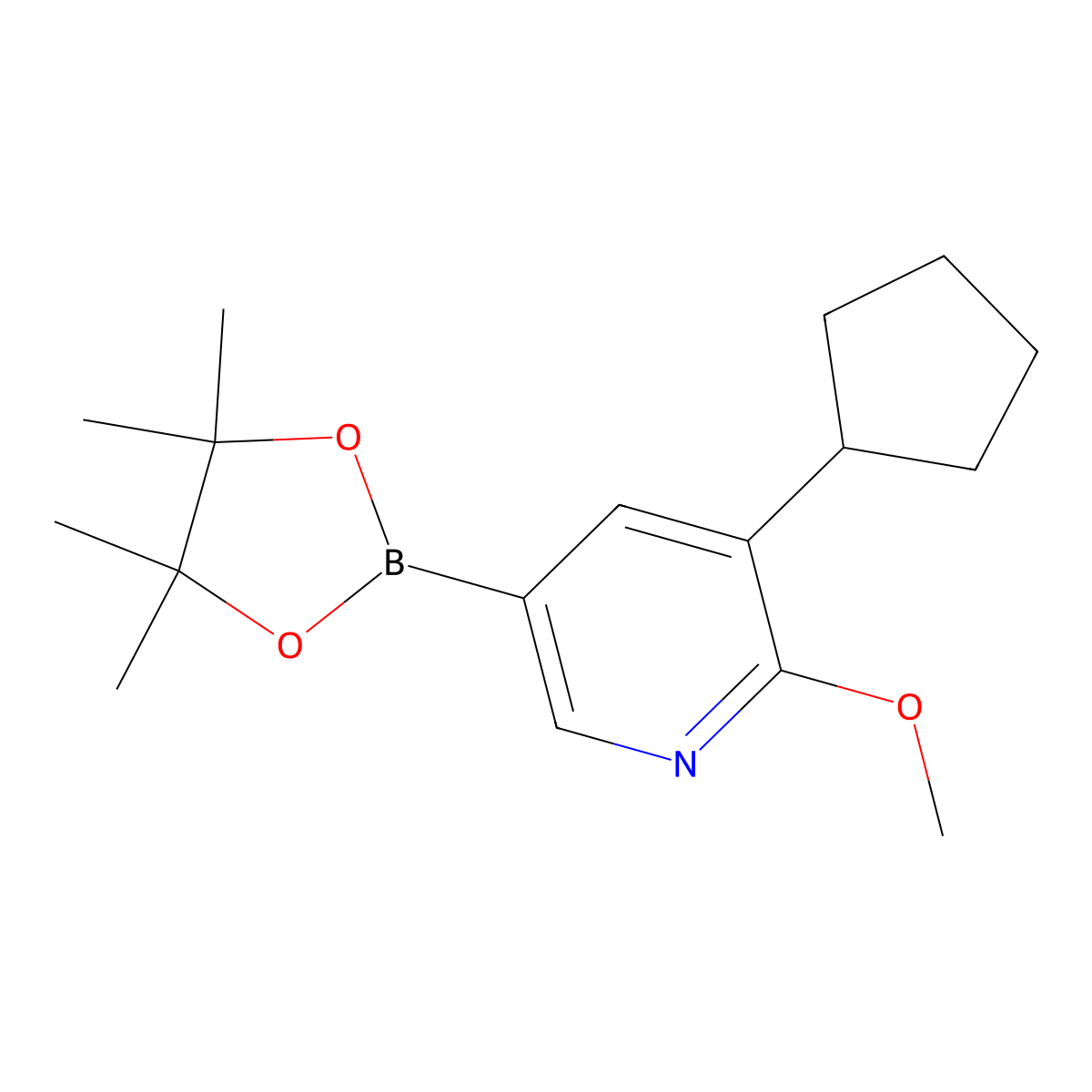 3-Cyclopentyl-2-methoxy-5-(4,4,5,5-tetramethyl-1,3,2-dioxaborolan-2-yl)pyridine molecular structure, CAS 2304817-02-3