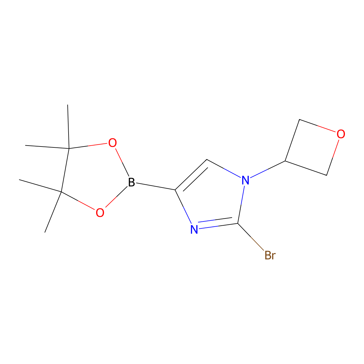 2-bromo-1-(oxetan-3-yl)-4-(4,4,5,5-tetramethyl-1,3,2-dioxaborolan-2-yl)-1H-imidazole molecular structure, CAS 2304817-08-9