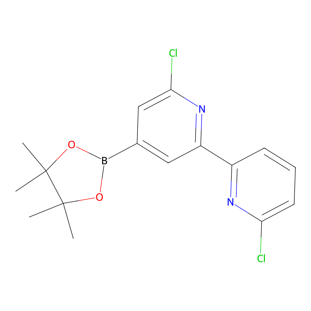 6,6'-Dichloro-4-(4,4,5,5-tetramethyl-1,3,2-dioxaborolan-2-yl)-2,2'-bipyridine molecular structure, CAS 2304817-09-0