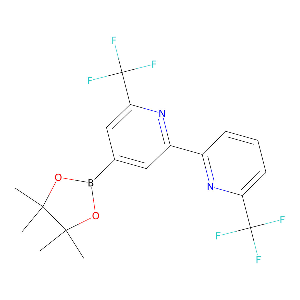 4-(4,4,5,5-Tetramethyl-1,3,2-dioxaborolan-2-yl)-6,6'-bis(trifluoromethyl)-2,2'-bipyridine molecular structure, CAS 2304817-11-4