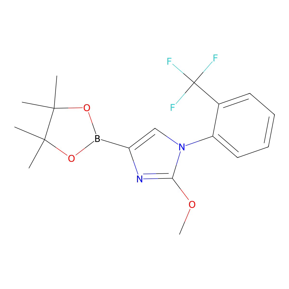 2-methoxy-4-(4,4,5,5-tetramethyl-1,3,2-dioxaborolan-2-yl)-1-(2-(trifluoromethyl)phenyl)-1H-imidazole molecular structure, CAS 2304817-14-7