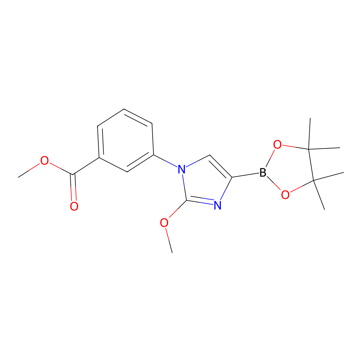 methyl 3-(2-methoxy-4-(4,4,5,5-tetramethyl-1,3,2-dioxaborolan-2-yl)-1H-imidazol-1-yl)benzoate molecular structure, CAS 2304817-23-8