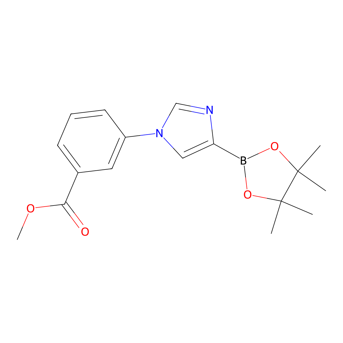 methyl 3-(4-(4,4,5,5-tetramethyl-1,3,2-dioxaborolan-2-yl)-1H-imidazol-1-yl)benzoate molecular structure, CAS 2304817-35-2