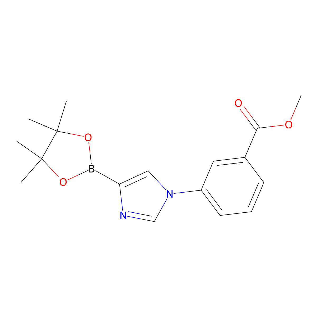 methyl 3-(4-(4,4,5,5-tetramethyl-1,3,2-dioxaborolan-2-yl)-1H-imidazol-1-yl)benzoate molecular structure, CAS 2304817-35-2