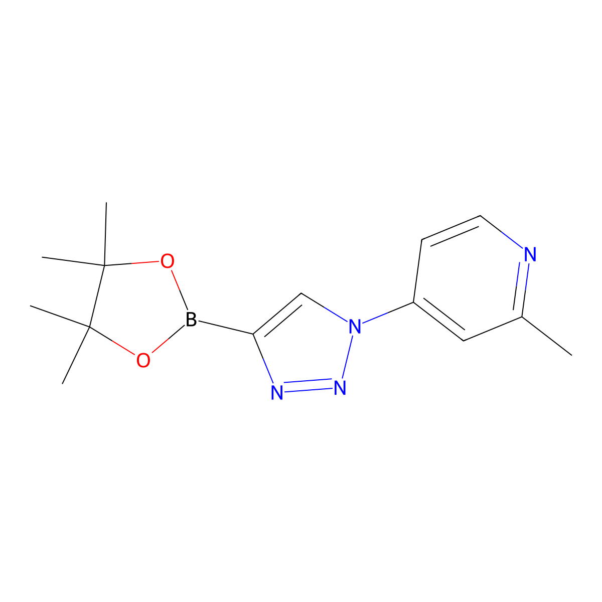 2-Methyl-4-[4-(4,4,5,5-tetramethyl-1,3,2-dioxaborolan-2-yl)triazol-1-yl]pyridine molecular structure, CAS 2304817-39-6