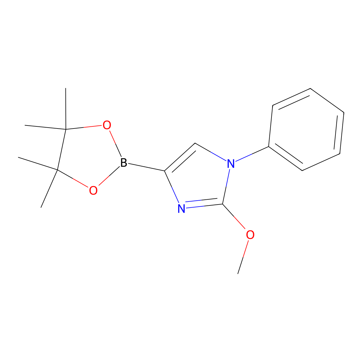 2-methoxy-1-phenyl-4-(4,4,5,5-tetramethyl-1,3,2-dioxaborolan-2-yl)-1H-imidazole molecular structure, CAS 2304817-40-9