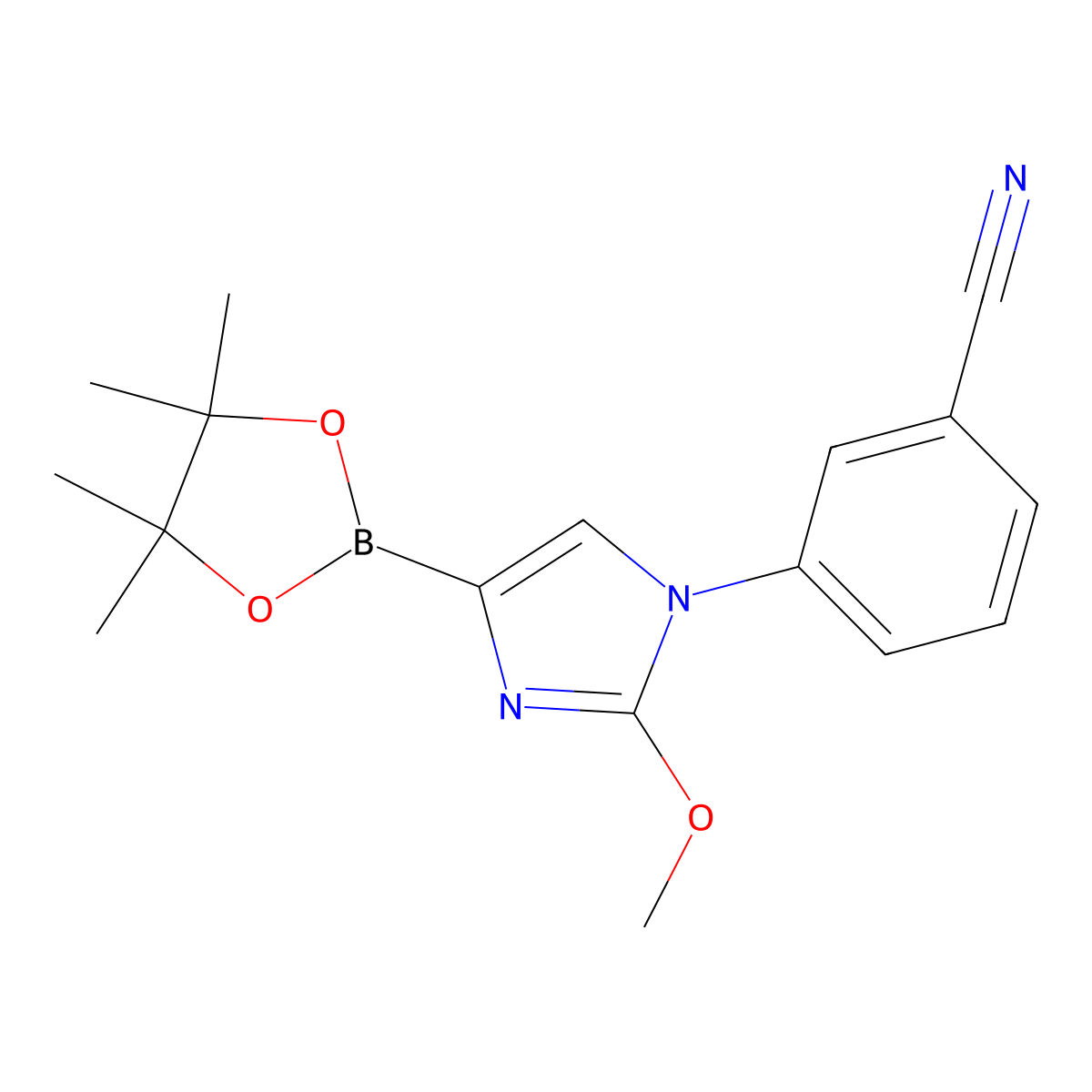 3-(2-methoxy-4-(4,4,5,5-tetramethyl-1,3,2-dioxaborolan-2-yl)-1H-imidazol-1-yl)benzonitrile molecular structure, CAS 2304817-41-0