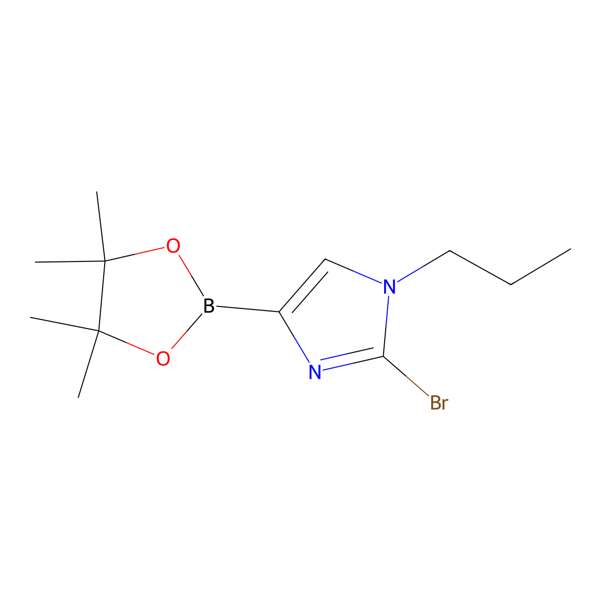 2-bromo-1-propyl-4-(4,4,5,5-tetramethyl-1,3,2-dioxaborolan-2-yl)-1H-imidazole molecular structure, CAS 2304817-45-4