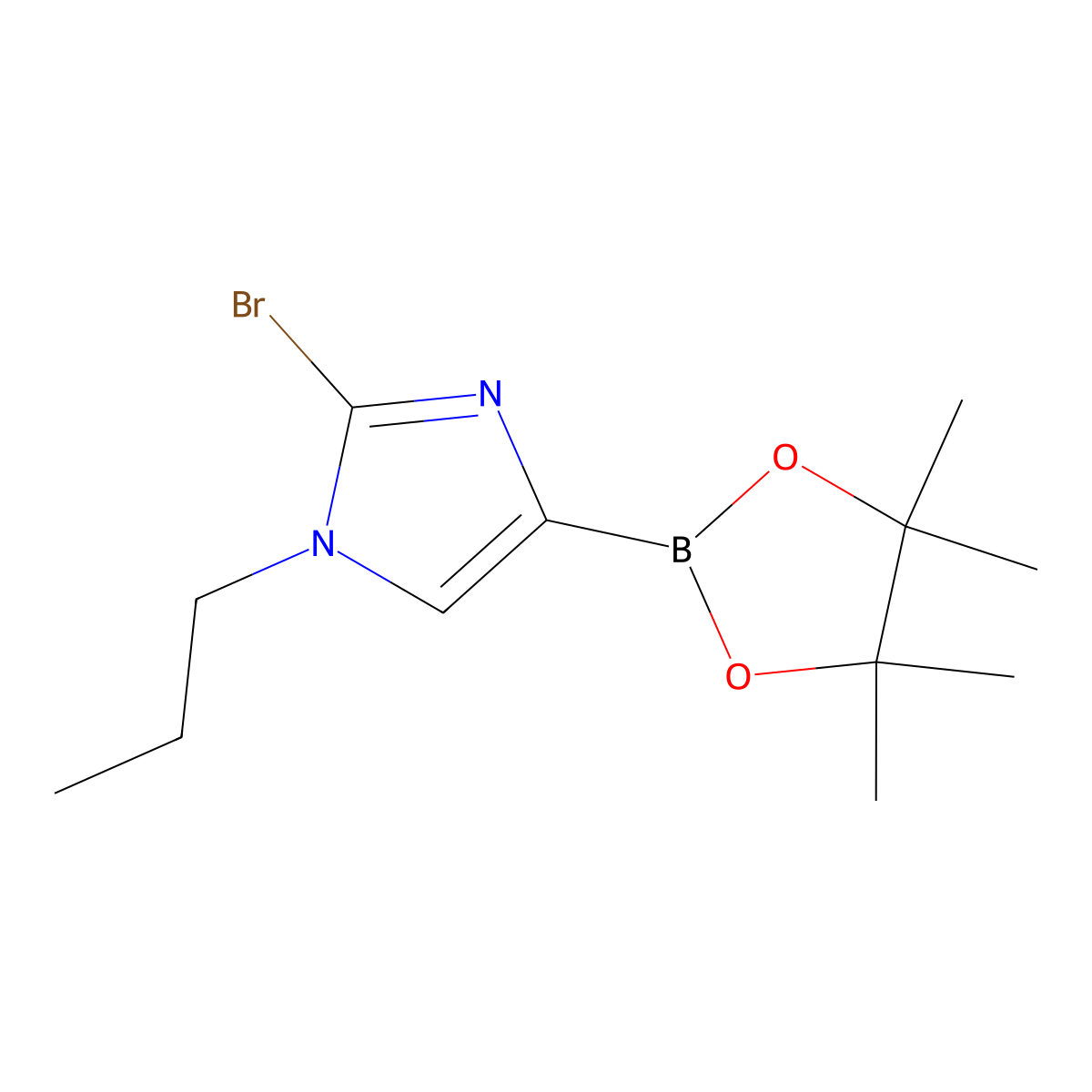 2-bromo-1-propyl-4-(4,4,5,5-tetramethyl-1,3,2-dioxaborolan-2-yl)-1H-imidazole molecular structure, CAS 2304817-45-4