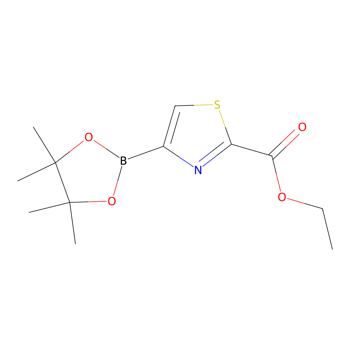 Ethyl 4-(4,4,5,5-tetramethyl-1,3,2-dioxaborolan-2-yl)thiazole-2-carboxylate molecular structure, CAS 2304817-54-5