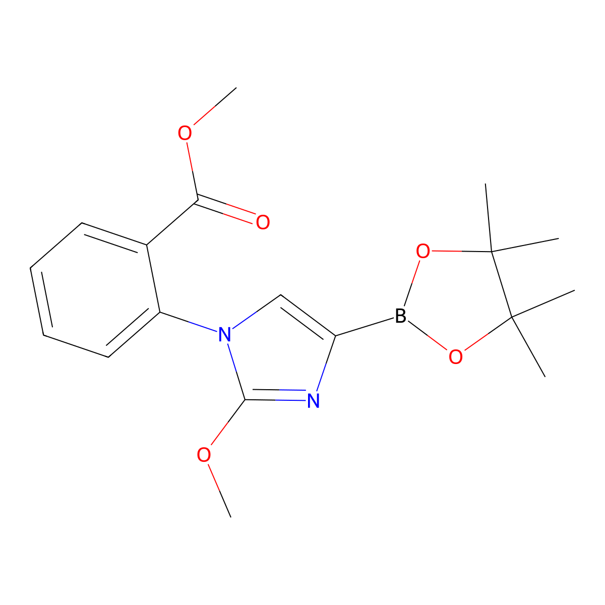 methyl 2-(2-methoxy-4-(4,4,5,5-tetramethyl-1,3,2-dioxaborolan-2-yl)-1H-imidazol-1-yl)benzoate molecular structure, CAS 2304817-56-7
