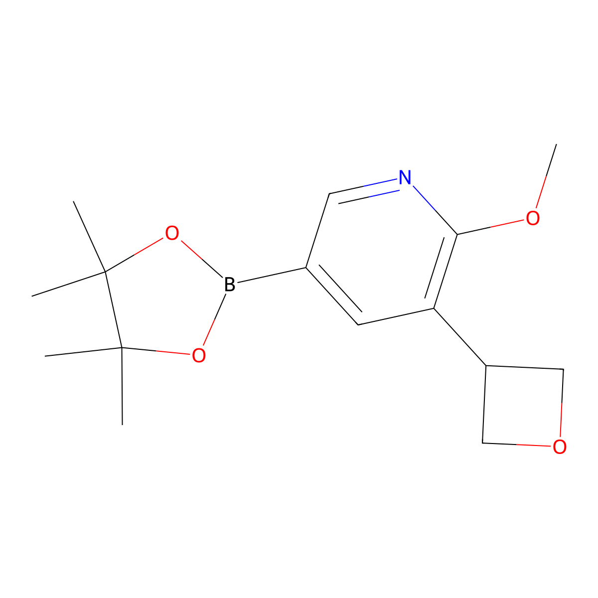 2-Methoxy-3-(oxetan-3-yl)-5-(4,4,5,5-tetramethyl-1,3,2-dioxaborolan-2-yl)pyridine molecular structure, CAS 2304817-64-7