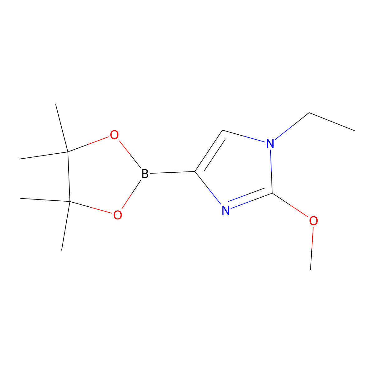 1-ethyl-2-methoxy-4-(4,4,5,5-tetramethyl-1,3,2-dioxaborolan-2-yl)-1H-imidazole molecular structure, CAS 2304817-72-7