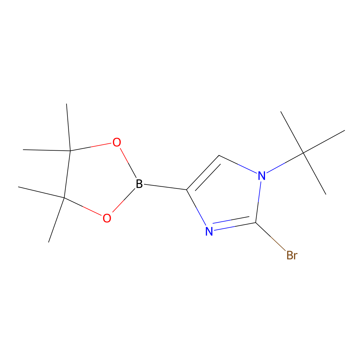 2-bromo-1-(tert-butyl)-4-(4,4,5,5-tetramethyl-1,3,2-dioxaborolan-2-yl)-1H-imidazole molecular structure, CAS 2304817-74-9