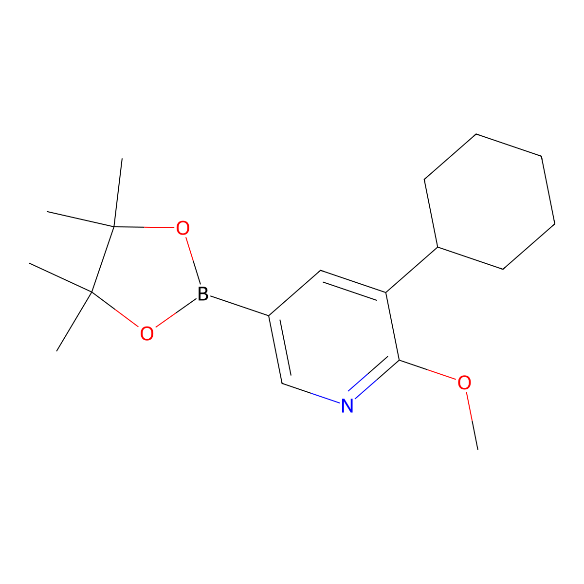 3-Cyclohexyl-2-methoxy-5-(4,4,5,5-tetramethyl-1,3,2-dioxaborolan-2-yl)pyridine molecular structure, CAS 2304817-76-1
