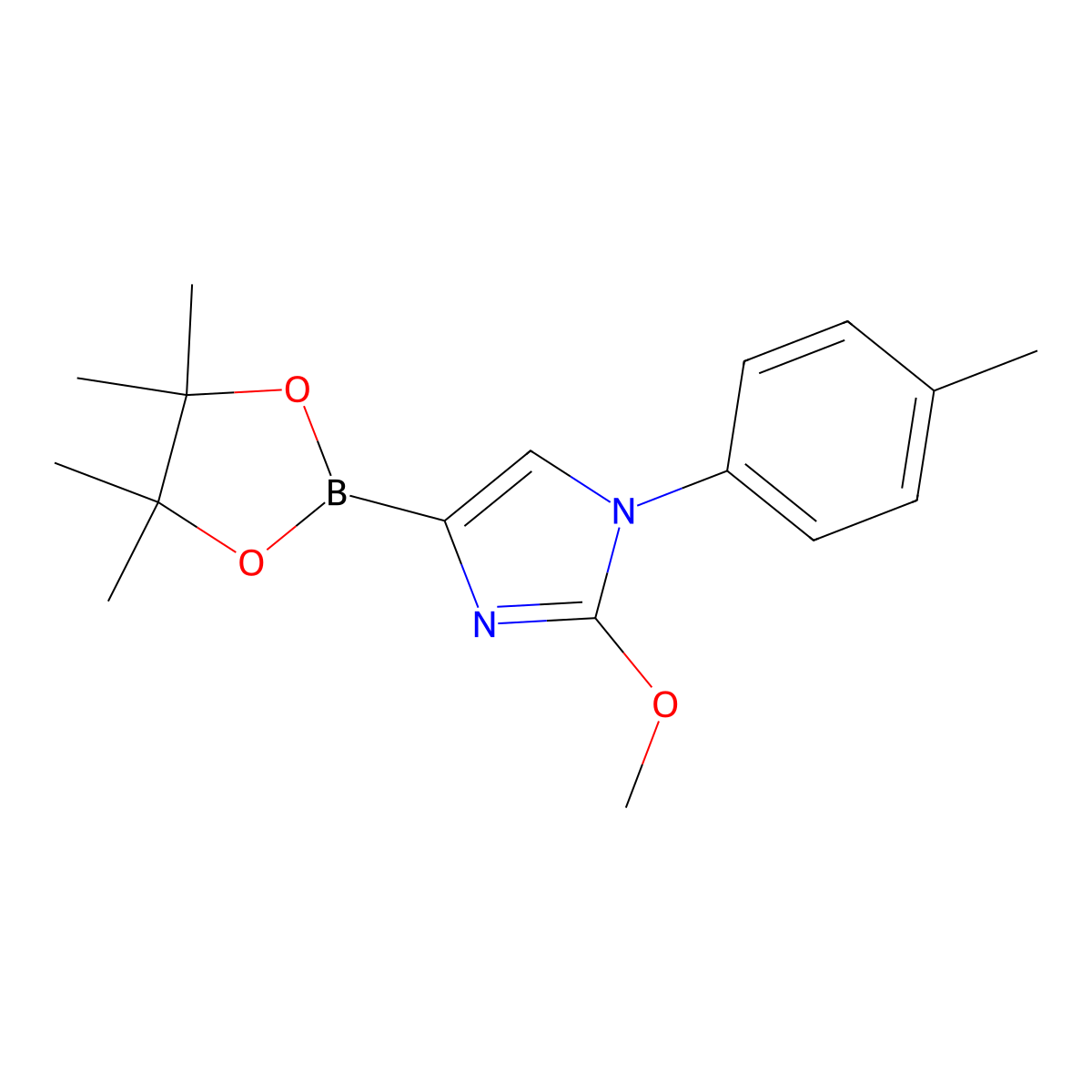 2-methoxy-4-(4,4,5,5-tetramethyl-1,3,2-dioxaborolan-2-yl)-1-(p-tolyl)-1H-imidazole molecular structure, CAS 2304817-87-4