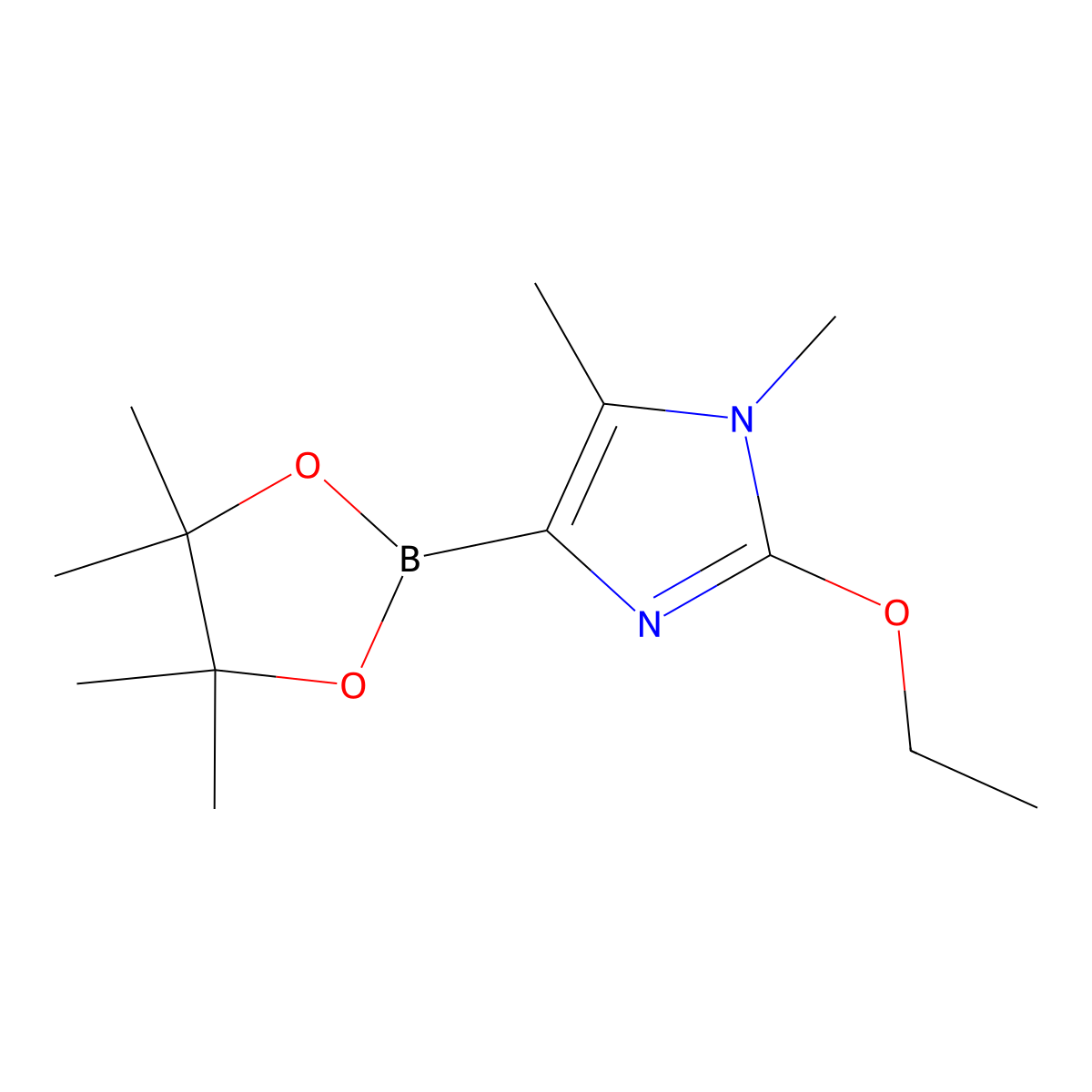 2-ethoxy-1,5-dimethyl-4-(4,4,5,5-tetramethyl-1,3,2-dioxaborolan-2-yl)-1H-imidazole molecular structure, CAS 2304817-90-9