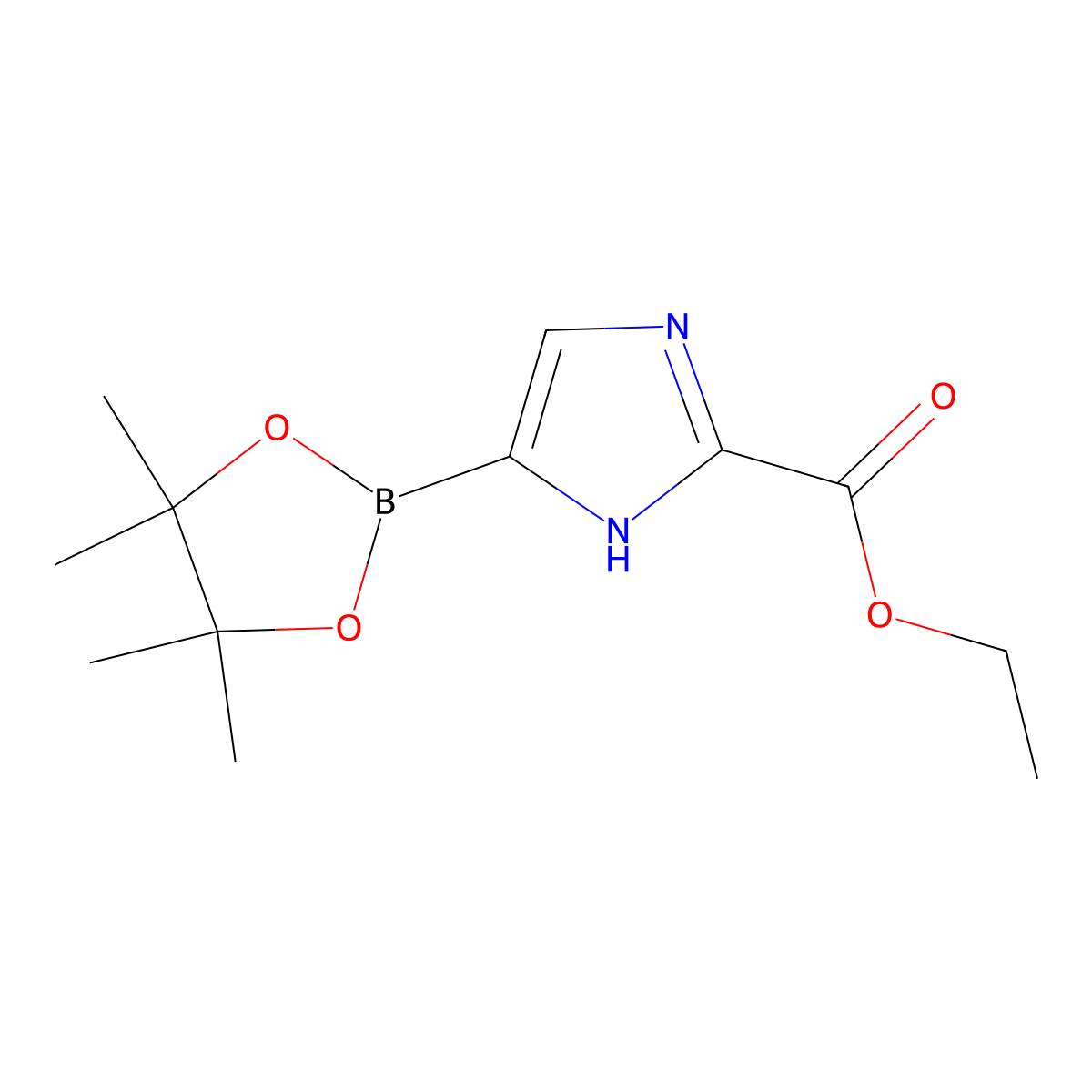 ethyl 4-(4,4,5,5-tetramethyl-1,3,2-dioxaborolan-2-yl)-1H-imidazole-2-carboxylate molecular structure, CAS 2304817-91-0
