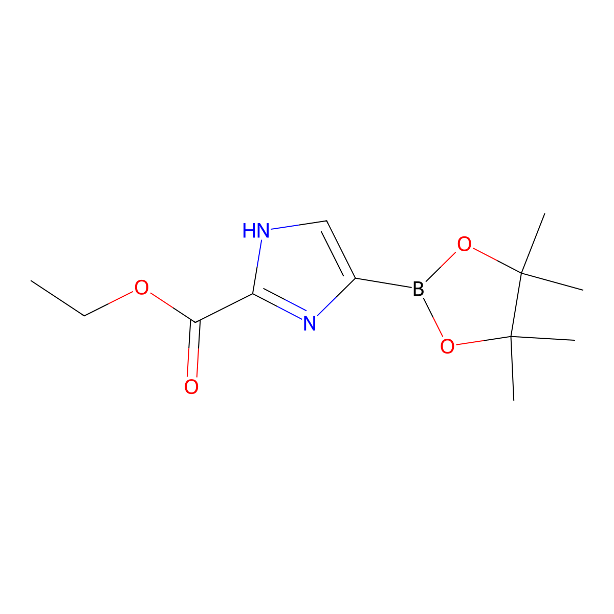 ethyl 4-(4,4,5,5-tetramethyl-1,3,2-dioxaborolan-2-yl)-1H-imidazole-2-carboxylate molecular structure, CAS 2304817-91-0