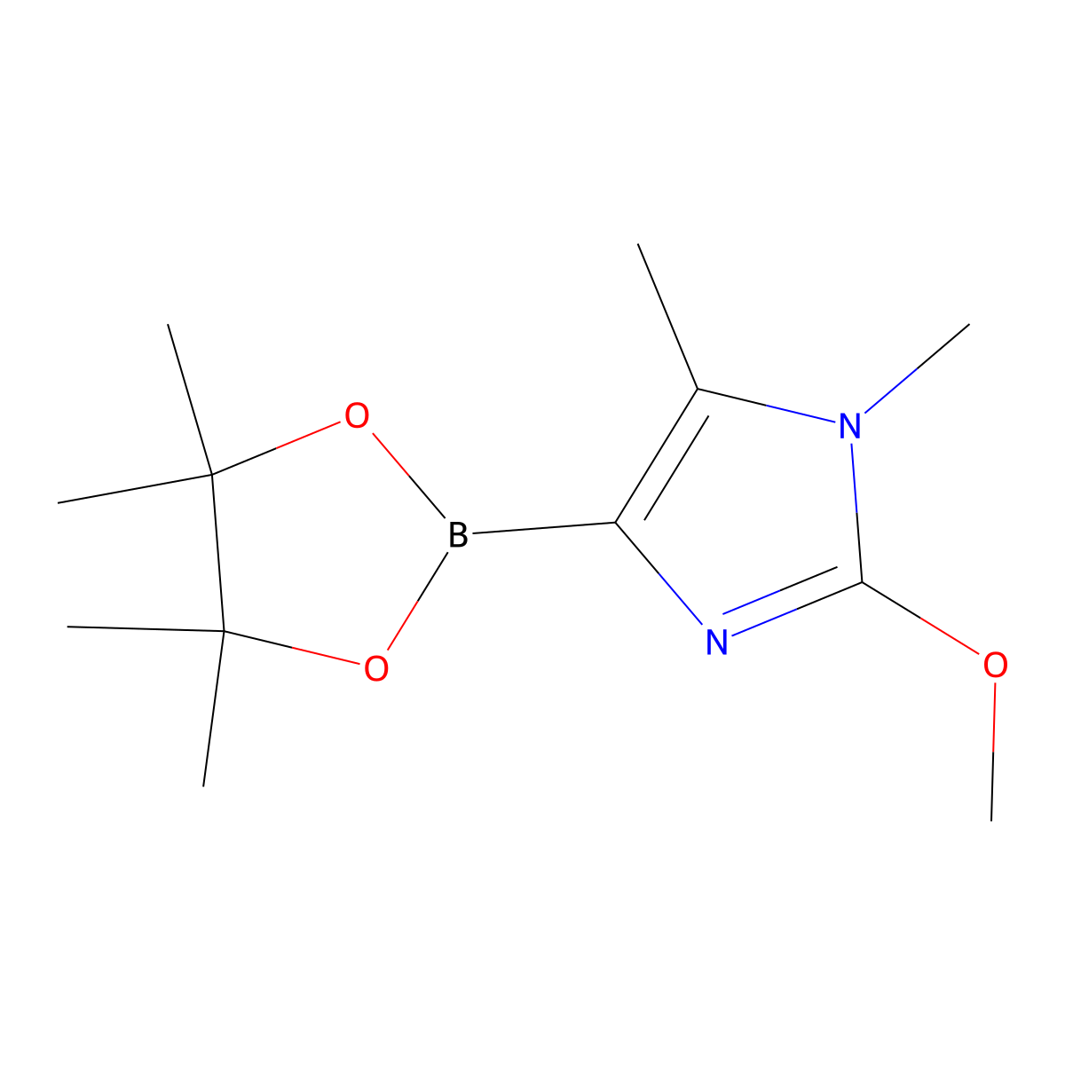 2-methoxy-1,5-dimethyl-4-(4,4,5,5-tetramethyl-1,3,2-dioxaborolan-2-yl)-1H-imidazole molecular structure, CAS 2304817-92-1