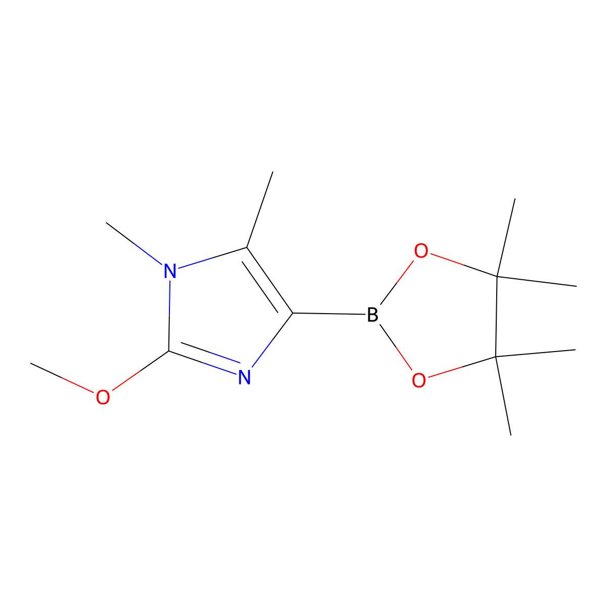 2-methoxy-1,5-dimethyl-4-(4,4,5,5-tetramethyl-1,3,2-dioxaborolan-2-yl)-1H-imidazole molecular structure, CAS 2304817-92-1