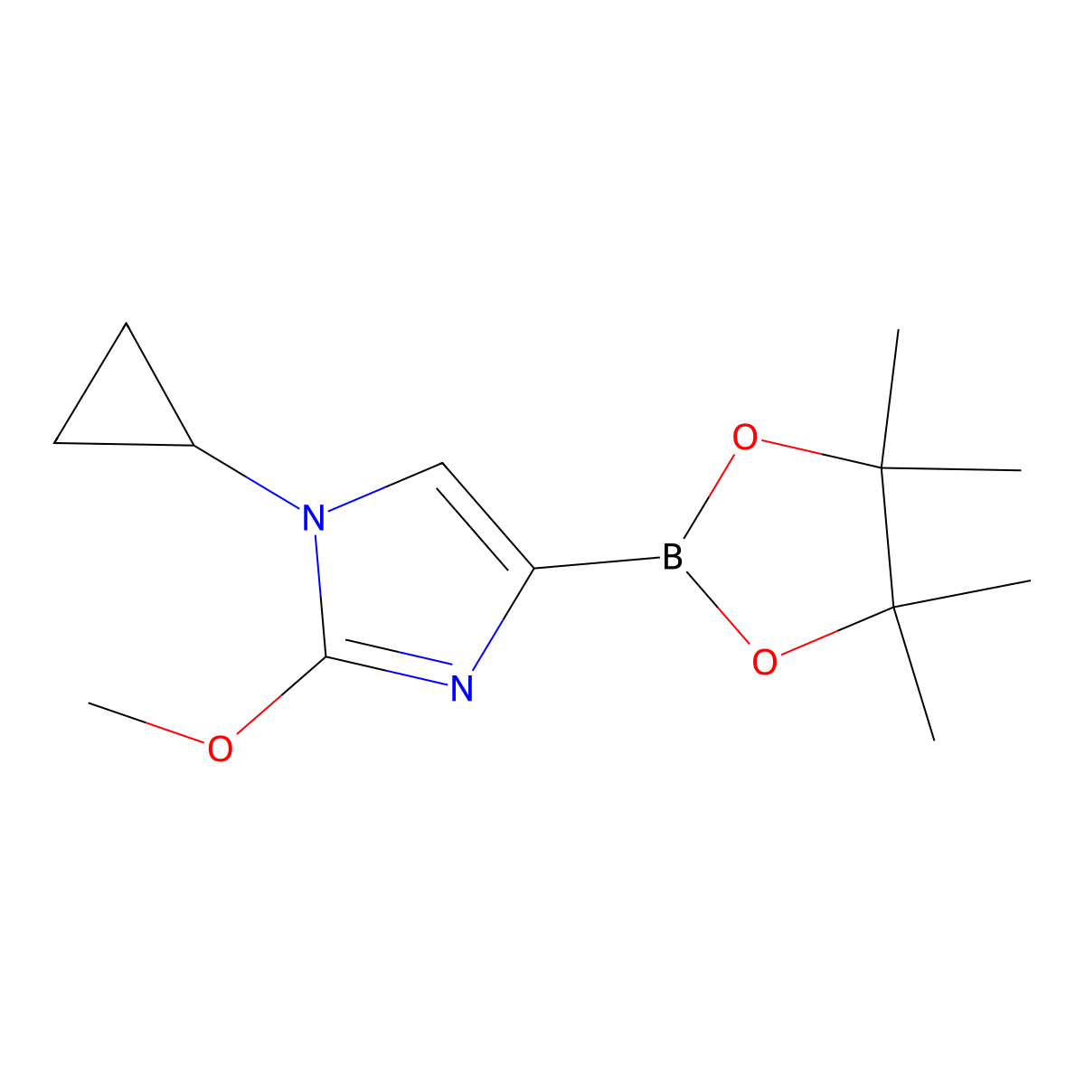 1-cyclopropyl-2-methoxy-4-(4,4,5,5-tetramethyl-1,3,2-dioxaborolan-2-yl)-1H-imidazole molecular structure, CAS 2304817-95-4