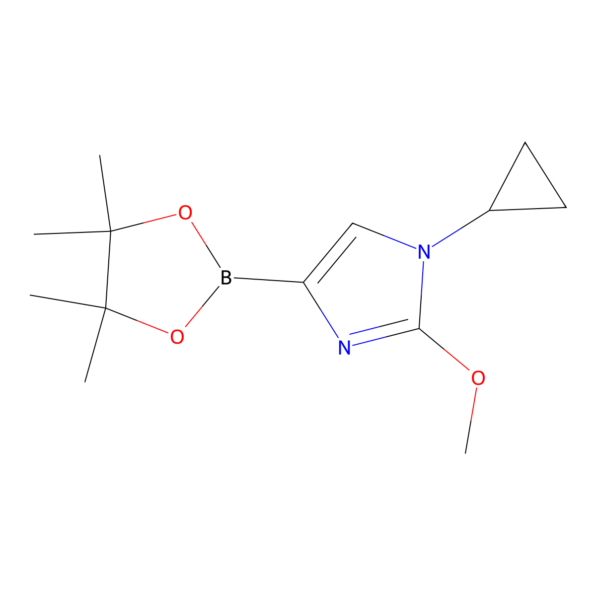 1-cyclopropyl-2-methoxy-4-(4,4,5,5-tetramethyl-1,3,2-dioxaborolan-2-yl)-1H-imidazole molecular structure, CAS 2304817-95-4