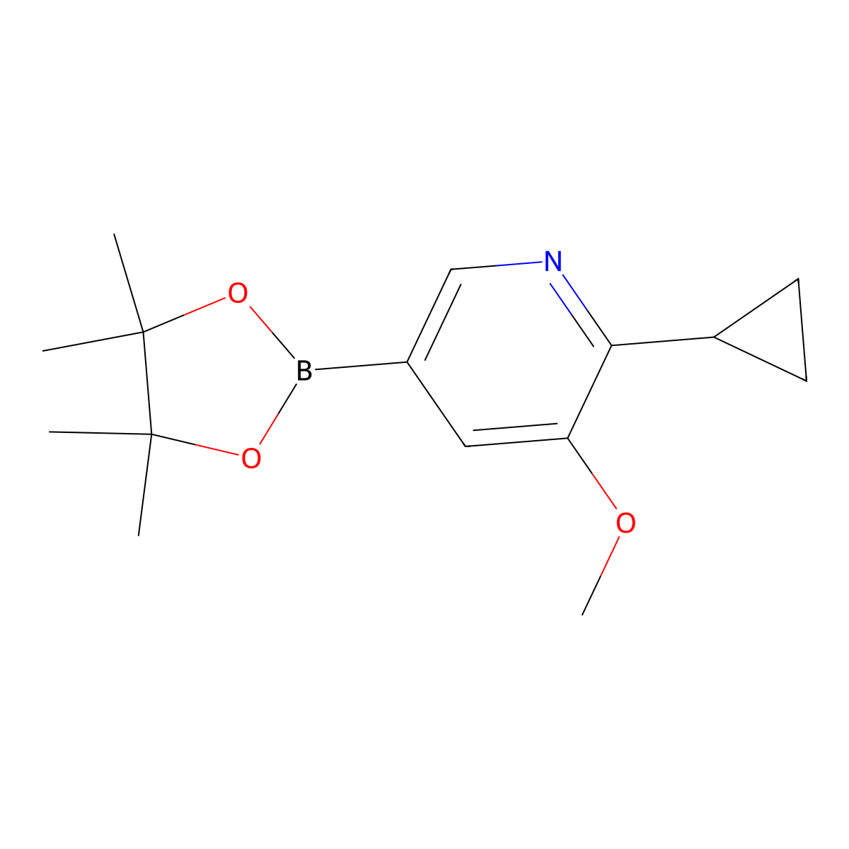 2-Cyclopropyl-3-methoxy-5-(4,4,5,5-tetramethyl-1,3,2-dioxaborolan-2-yl)pyridine molecular structure, CAS 2304817-99-8