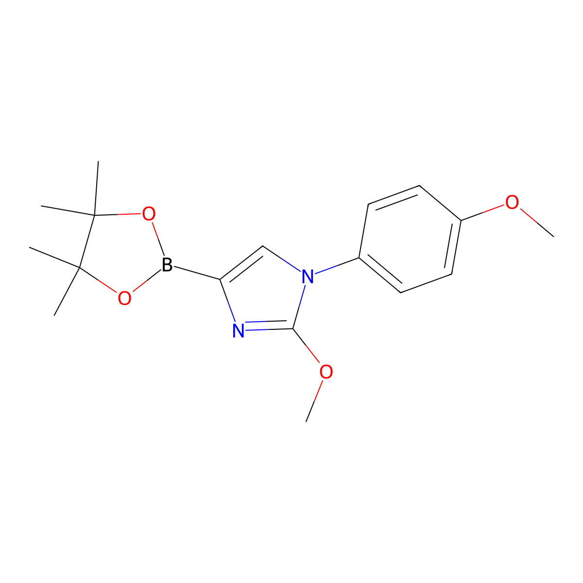 2-methoxy-1-(4-methoxyphenyl)-4-(4,4,5,5-tetramethyl-1,3,2-dioxaborolan-2-yl)-1H-imidazole molecular structure, CAS 2304818-00-4