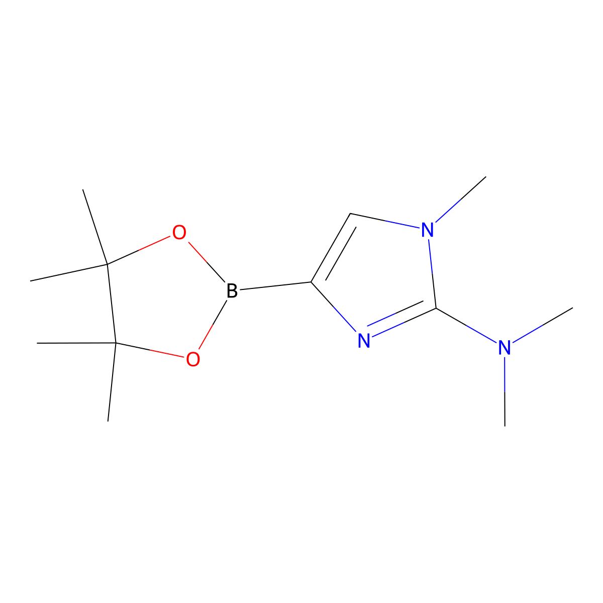 N,N,1-trimethyl-4-(4,4,5,5-tetramethyl-1,3,2-dioxaborolan-2-yl)-1H-imidazol-2-amine molecular structure, CAS 2304818-03-7
