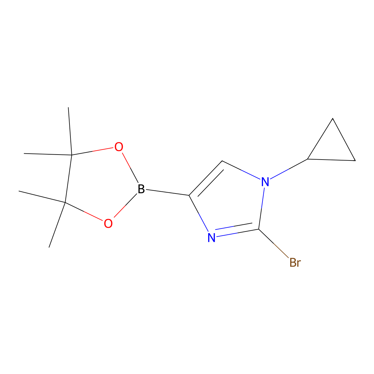 2-bromo-1-cyclopropyl-4-(4,4,5,5-tetramethyl-1,3,2-dioxaborolan-2-yl)-1H-imidazole molecular structure, CAS 2304818-05-9