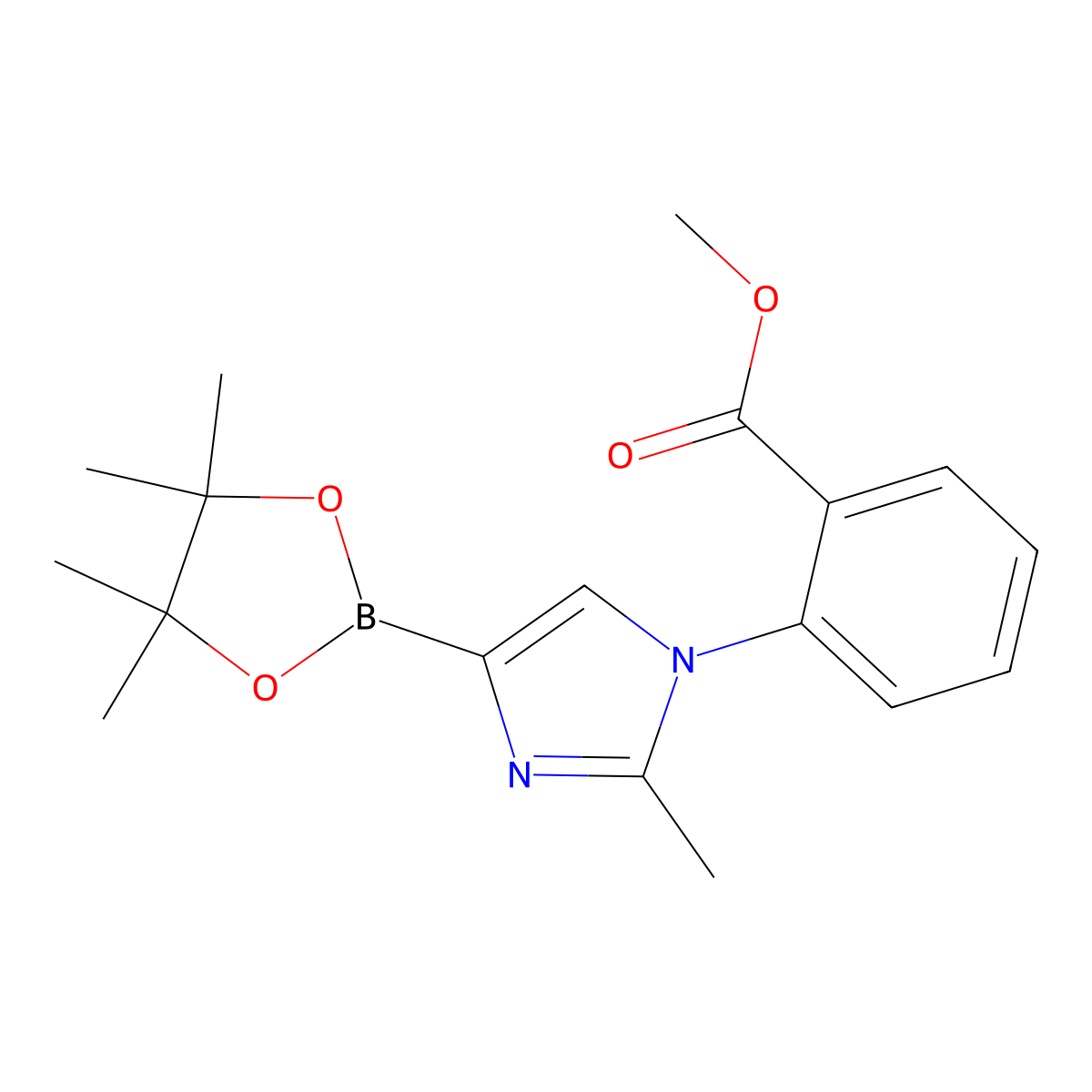 methyl 2-(2-methyl-4-(4,4,5,5-tetramethyl-1,3,2-dioxaborolan-2-yl)-1H-imidazol-1-yl)benzoate molecular structure, CAS 2304818-11-7
