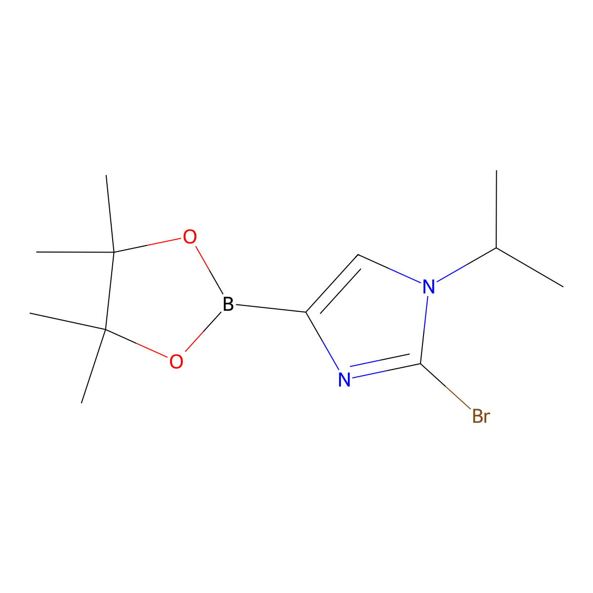 2-bromo-1-isopropyl-4-(4,4,5,5-tetramethyl-1,3,2-dioxaborolan-2-yl)-1H-imidazole molecular structure, CAS 2304818-16-2