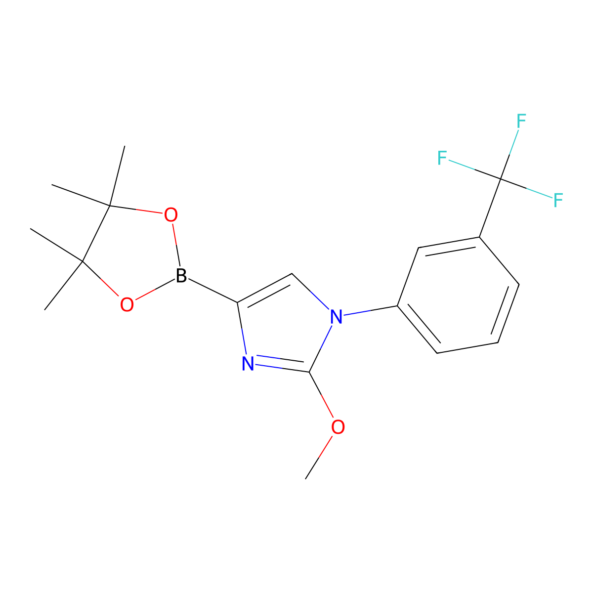 2-methoxy-4-(4,4,5,5-tetramethyl-1,3,2-dioxaborolan-2-yl)-1-(3-(trifluoromethyl)phenyl)-1H-imidazole molecular structure, CAS 2304818-18-4