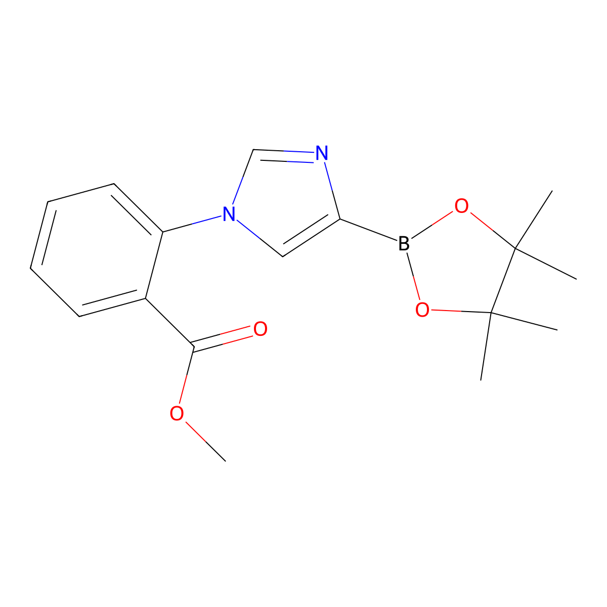 methyl 2-(4-(4,4,5,5-tetramethyl-1,3,2-dioxaborolan-2-yl)-1H-imidazol-1-yl)benzoate molecular structure, CAS 2304818-21-9