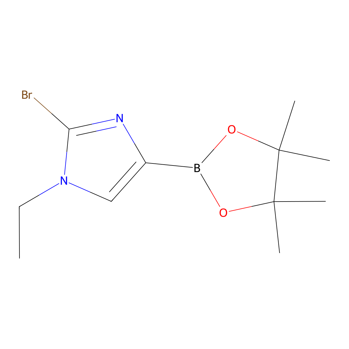 2-bromo-1-ethyl-4-(4,4,5,5-tetramethyl-1,3,2-dioxaborolan-2-yl)-1H-imidazole molecular structure, CAS 2304818-26-4