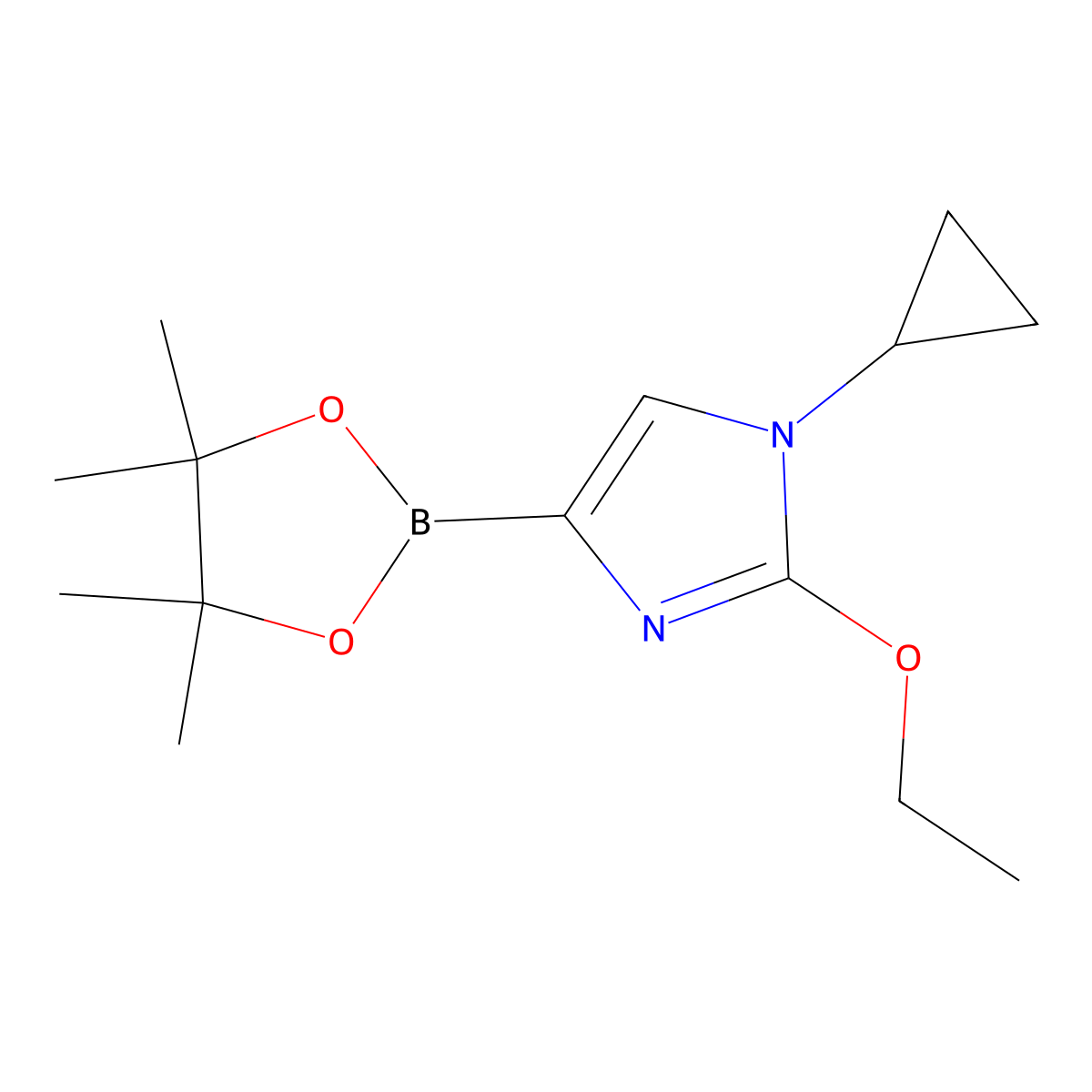 1-cyclopropyl-2-ethoxy-4-(4,4,5,5-tetramethyl-1,3,2-dioxaborolan-2-yl)-1H-imidazole molecular structure, CAS 2304818-33-3