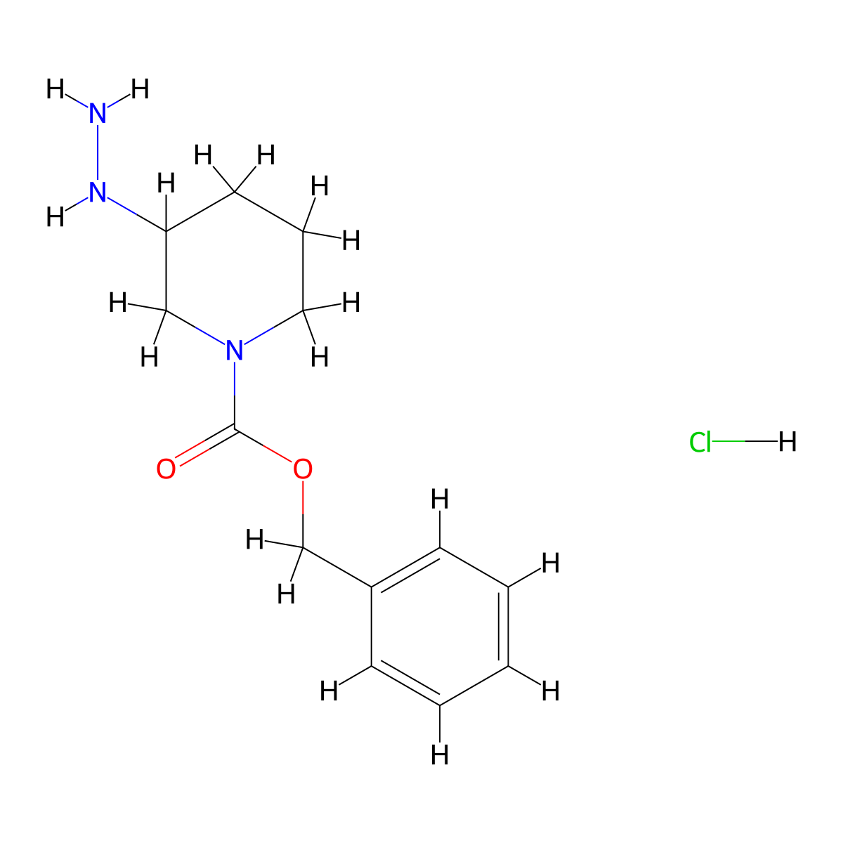 Benzyl 3-hydrazinylpiperidine-1-carboxylate hydrochloride molecular structure, CAS 2304826-21-7