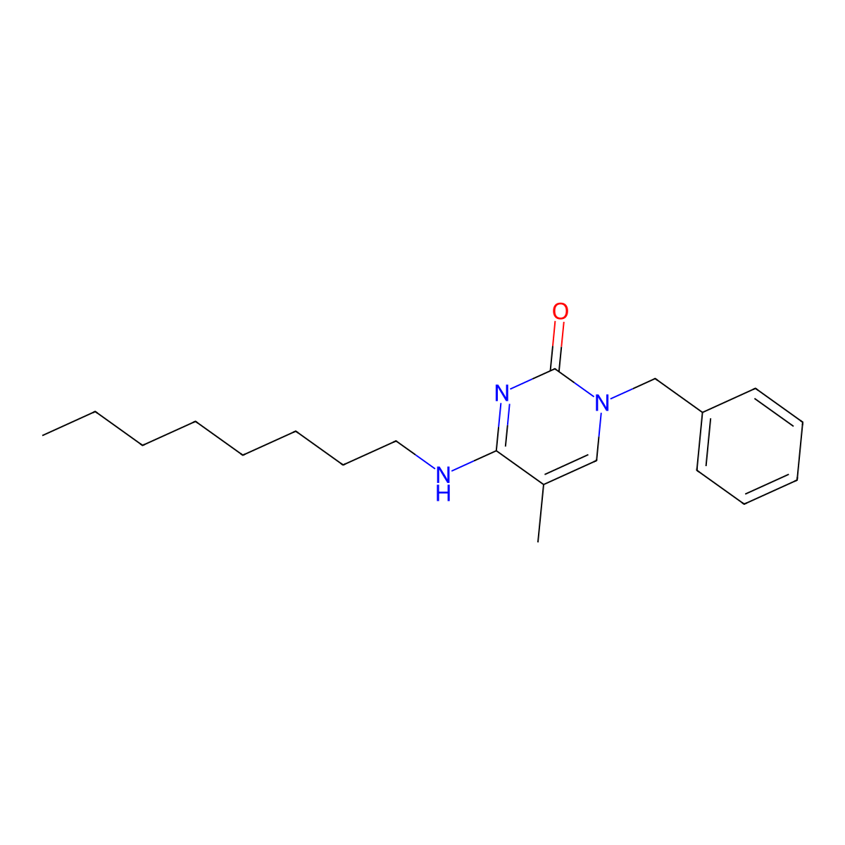 1-Benzyl-5-methyl-4-(octylamino)-1,2-dihydropyrimidin-2-one molecular structure, CAS 2304883-28-9