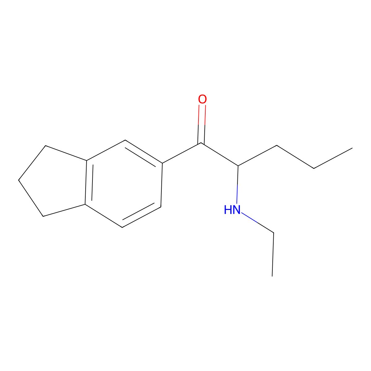 1-(2,3-Dihydro-1H-inden-5-yl)-2-(ethylamino)pentan-1-one molecular structure, CAS 2304915-06-6