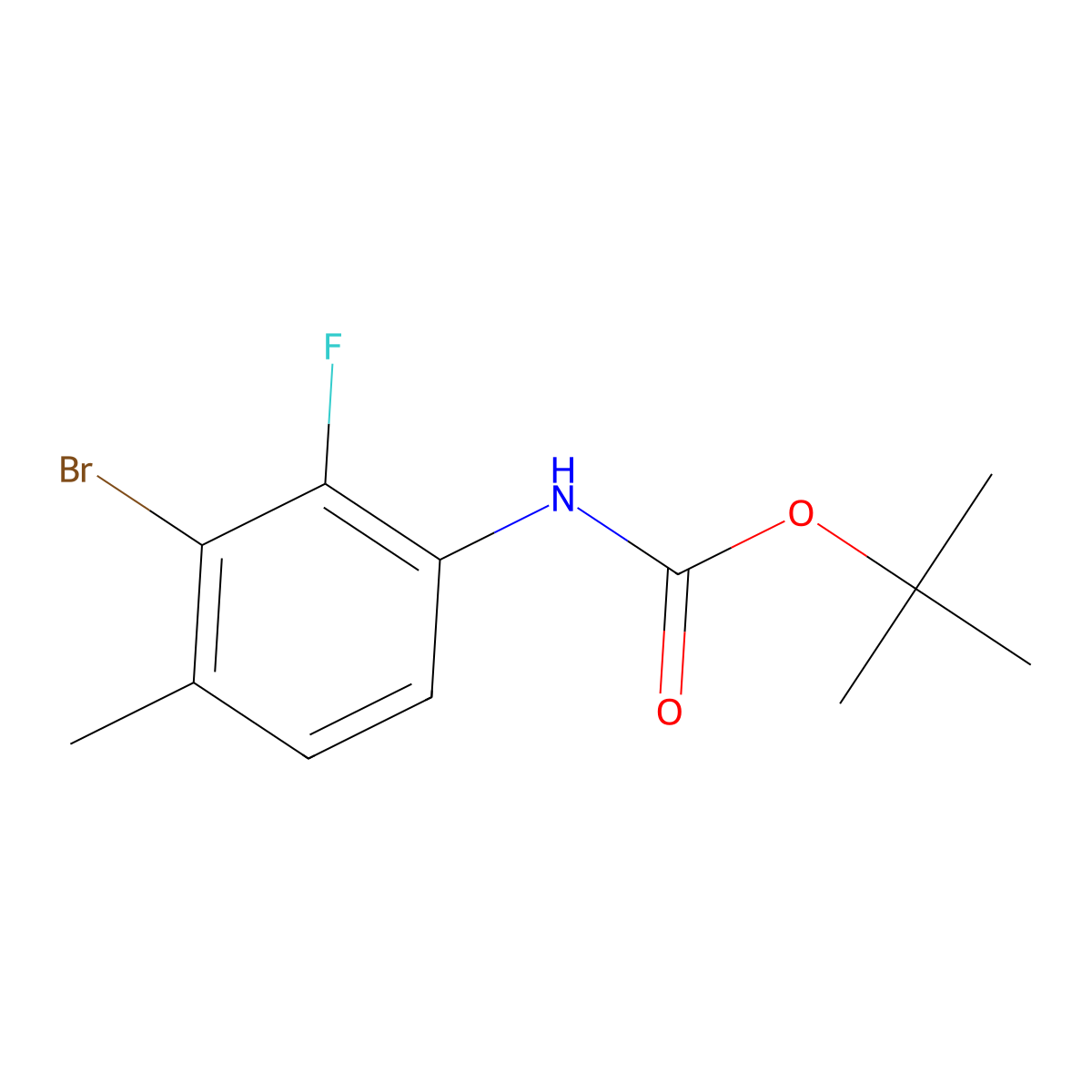 tert-butyl N-(3-bromo-2-fluoro-4-methylphenyl)carbamate molecular structure, CAS 2304924-13-6