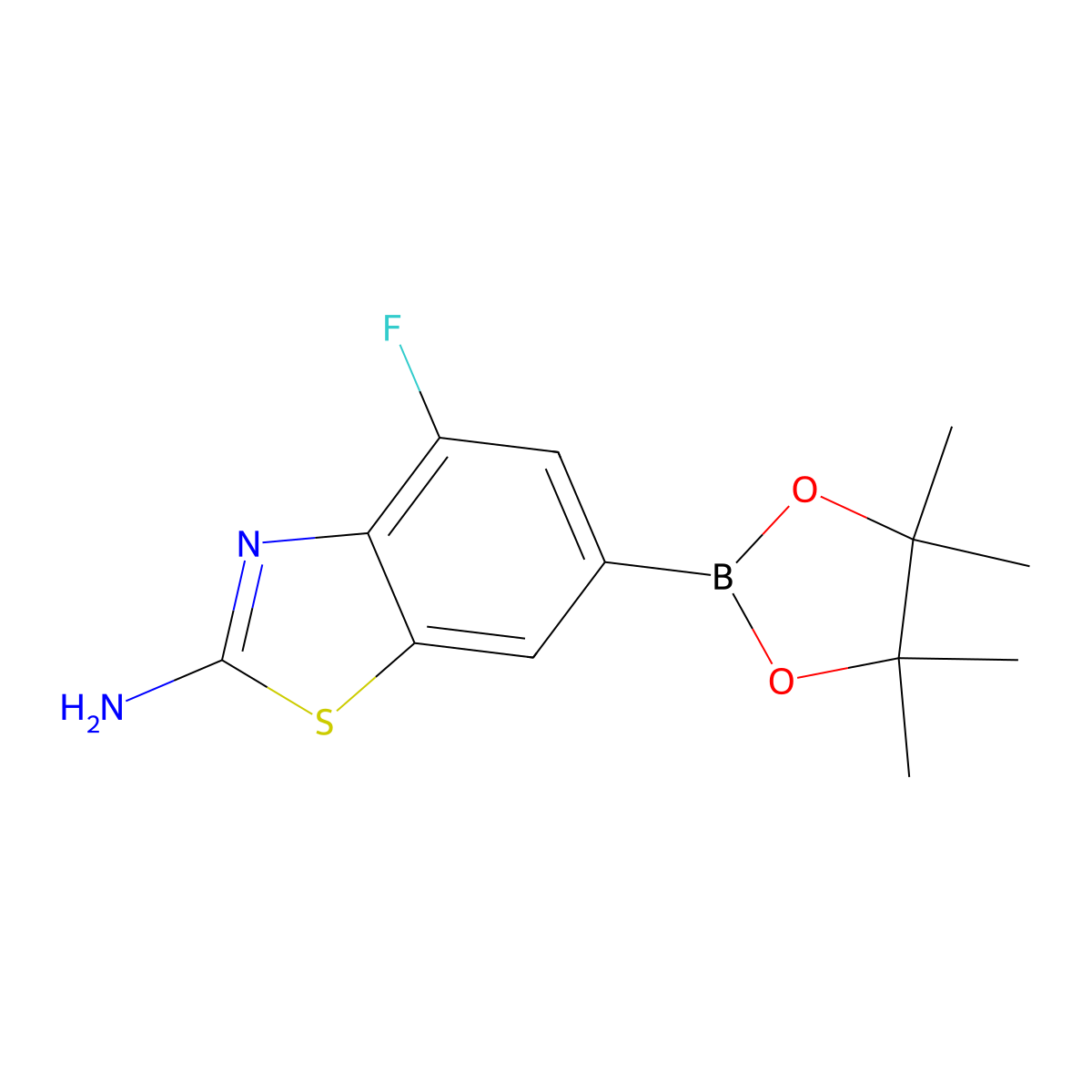 4-Fluoro-6-(4,4,5,5-tetramethyl-1,3,2-dioxaborolan-2-YL)benzo[D]thiazol-2-amine molecular structure, CAS 2304924-20-5